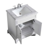 Eviva Elite Princeton 30" White Bathroom Vanity w/ Double Ogee Edge White Carrara Top