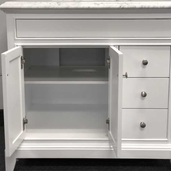 Eviva Elite Princeton 36" White Bathroom Vanity w/ Double Ogee Edge White Carrara Top