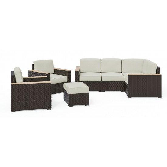 Palm Springs Outdoor 4 Seat Sectional, Arm Chair Pair and Ottoman by homestyles