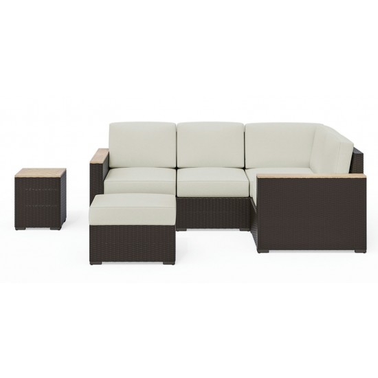 Palm Springs Outdoor 4 Seat Sectional, Ottoman and Side Table by homestyles
