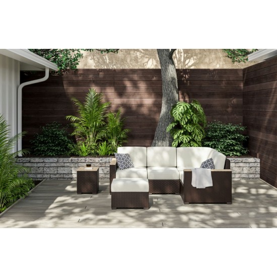 Palm Springs Outdoor 4 Seat Sectional, Ottoman and Side Table by homestyles