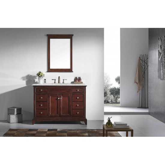 Eviva Elite Princeton 48" Teak Bathroom Vanity w/ Double Ogee Edge Crema Marfil Top