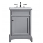 Eviva Elite Stamford 24" Gray Bathroom Vanity w/ Double Ogee Edge White Carrara Top