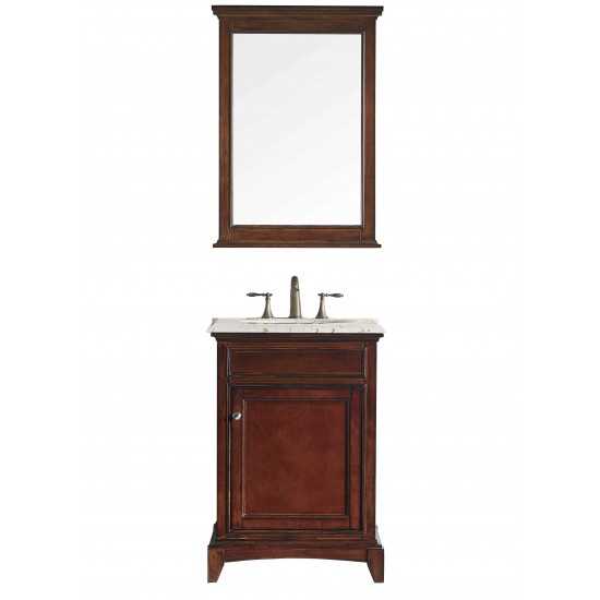 Eviva Elite Stamford 24" Teak Bathroom Vanity w/ Double Ogee Edge Crema Marfil Top