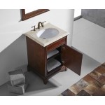 Eviva Elite Stamford 24" Teak Bathroom Vanity w/ Double Ogee Edge Crema Marfil Top