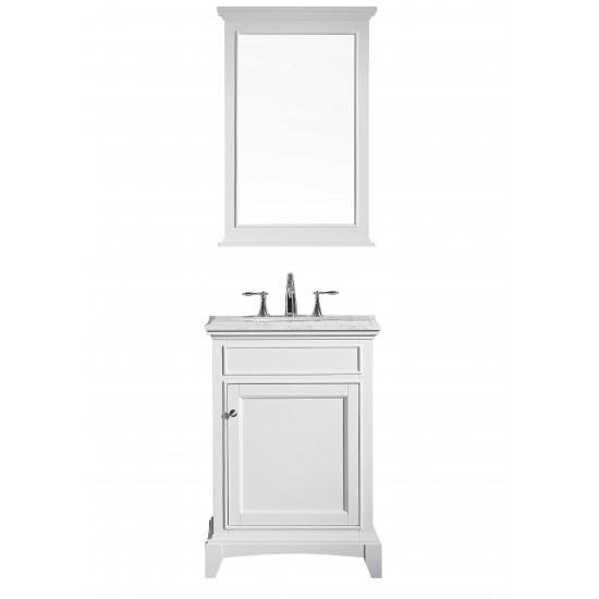 Eviva Elite Stamford 24" White Bathroom Vanity w/ Double Ogee Edge White Carrara Top