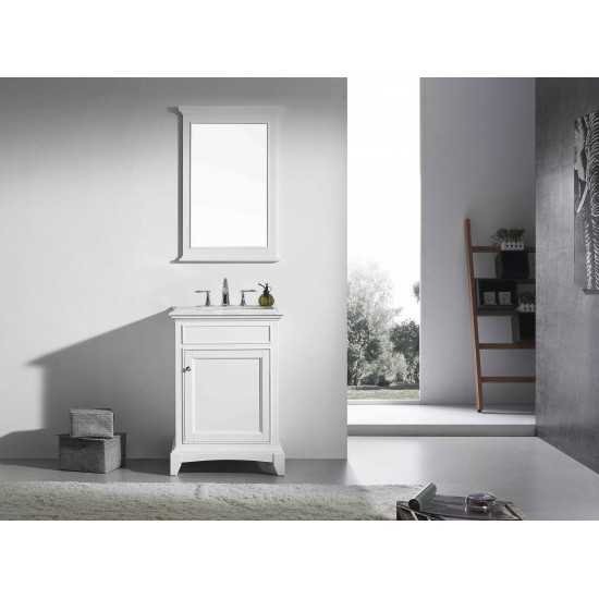 Eviva Elite Stamford 24" White Bathroom Vanity w/ Double Ogee Edge White Carrara Top