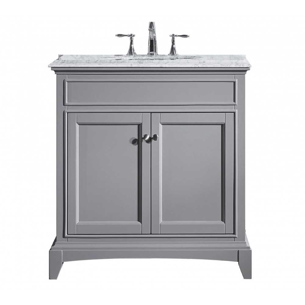 Eviva Elite Stamford 30" Gray Bathroom Vanity w/ Double Ogee Edge White Carrara Top