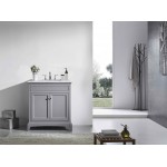 Eviva Elite Stamford 30" Gray Bathroom Vanity w/ Double Ogee Edge White Carrara Top