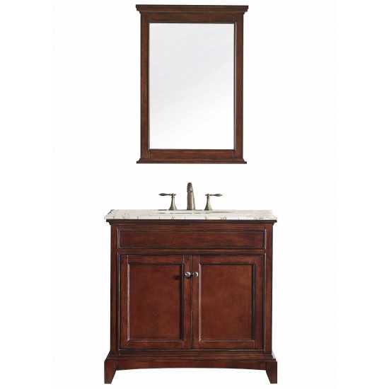 Eviva Elite Stamford 30" Teak Bathroom Vanity w/ Double Ogee Edge Crema Marfil Top