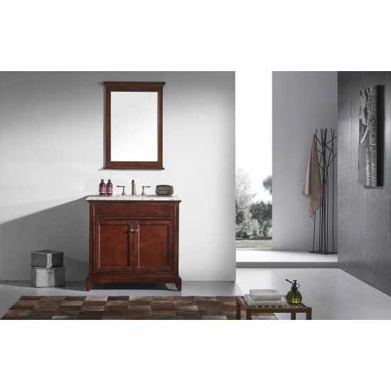 Eviva Elite Stamford 30" Teak Bathroom Vanity w/ Double Ogee Edge Crema Marfil Top