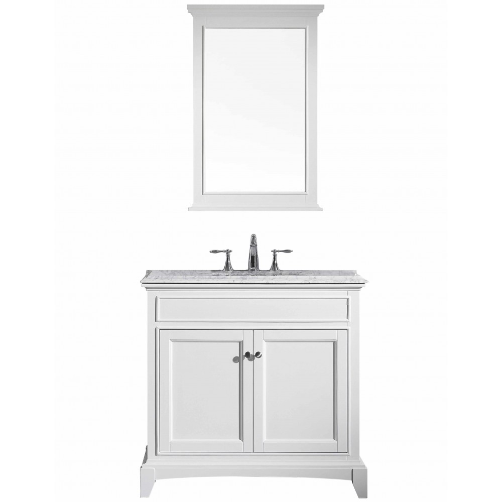 Eviva Elite Stamford 30" White Bathroom Vanity w/ Double Ogee Edge White Carrara Top