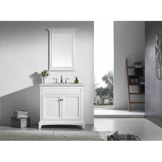 Eviva Elite Stamford 30" White Bathroom Vanity w/ Double Ogee Edge White Carrara Top