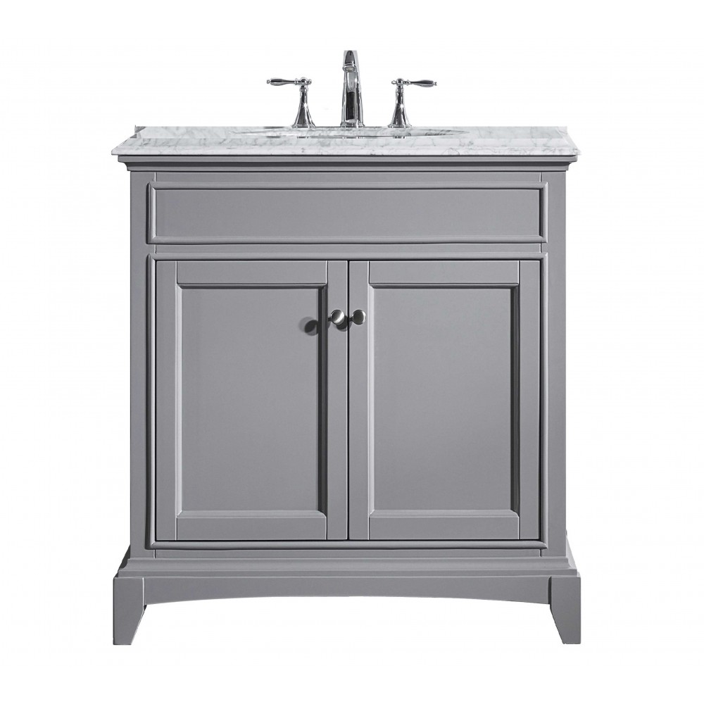 Eviva Elite Stamford 36" Gray Bathroom Vanity w/ Double Ogee Edge White Carrara Top