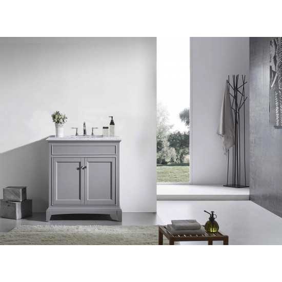 Eviva Elite Stamford 36" Gray Bathroom Vanity w/ Double Ogee Edge White Carrara Top