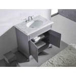 Eviva Elite Stamford 36" Gray Bathroom Vanity w/ Double Ogee Edge White Carrara Top