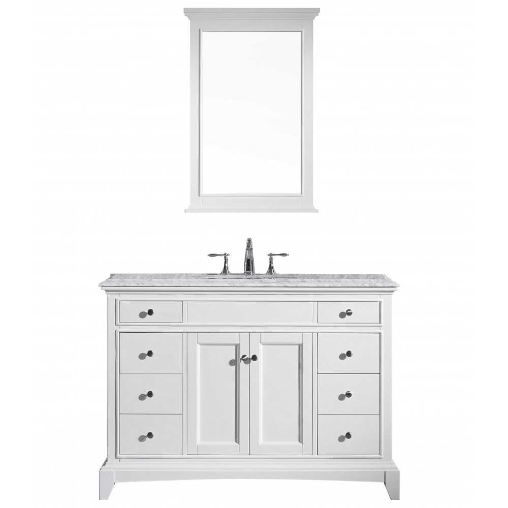 Eviva Elite Stamford 42" White Bathroom Vanity w/ Double Ogee Edge White Carrara Top