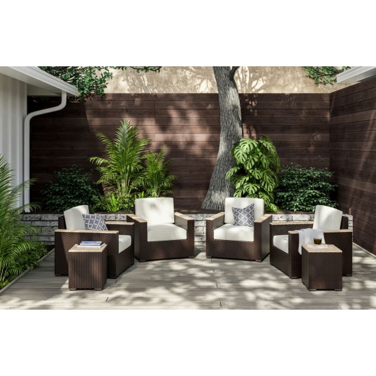 Palm Springs Outdoor Side Table Pair and Four Arm Chairs by homestyles