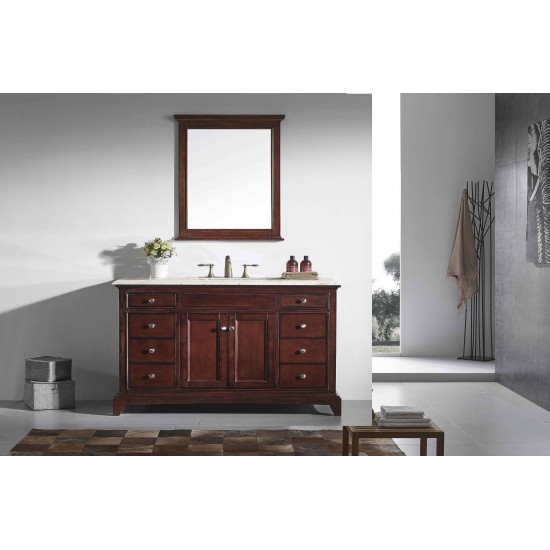 Eviva Elite Stamford 42″ Teak Bathroom Vanity w/ Double Ogee Edge Crema Marfil Top