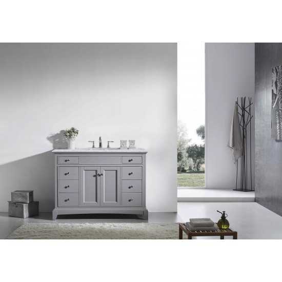 Eviva Elite Stamford 48" Gray Bathroom Vanity w/ Double Ogee Edge White Carrara Top