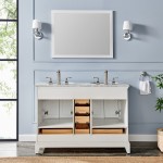 Eviva Elite Stamford 48" White Double Sink Bathroom Vanity w/ Double Ogee Edge White Carrara Top
