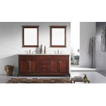 Eviva Elite Stamford 60" Teak Double Sink Bathroom Vanity w/ Double Ogee Edge Crema Marfil Top