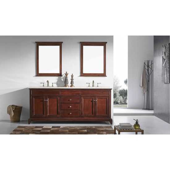 Eviva Elite Stamford 60" Teak Double Sink Bathroom Vanity w/ Double Ogee Edge Crema Marfil Top