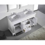 Eviva Elite Stamford 60" White Double Sink Bathroom Vanity w/ Double Ogee Edge White Carrara Top