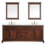 Eviva Elite Stamford 72" Teak Double Sink Bathroom Vanity w/ Double Ogee Edge Crema Marfil Top