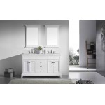 Eviva Elite Stamford 72" White Double Sink Bathroom Vanity w/ Double Ogee Edge White Carrara Top