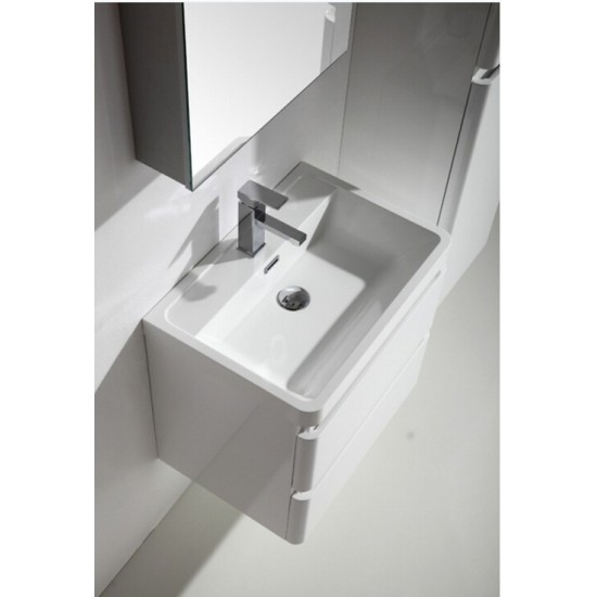 Eviva Glazzy 24" Glossy White Wall Mount Modern Bathroom Vanity w/ White Integrated Top