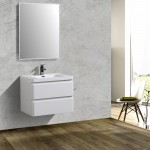 Eviva Glazzy 28" Glossy White Wall Mount Modern Bathroom Vanity w/ White Integrated Top