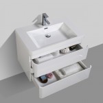 Eviva Glazzy 30" Glossy White Wall Mount Modern Bathroom Vanity w/ White Integrated Top