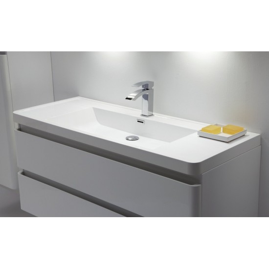 Eviva Glazzy 36" Glossy White Wall Mount Modern Bathroom Vanity w/ White Integrated Top