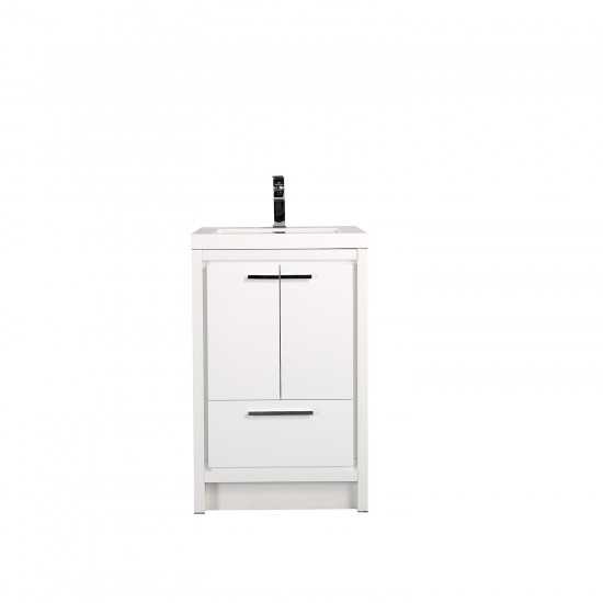 Eviva Grace 24" Glossy White Bathroom Vanity w/ White Integrated Top