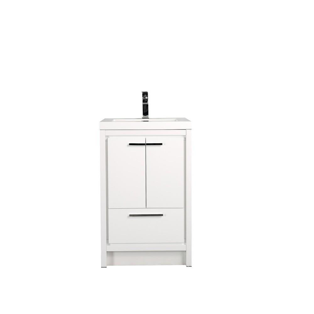 Eviva Grace 24" Glossy White Bathroom Vanity w/ White Integrated Top