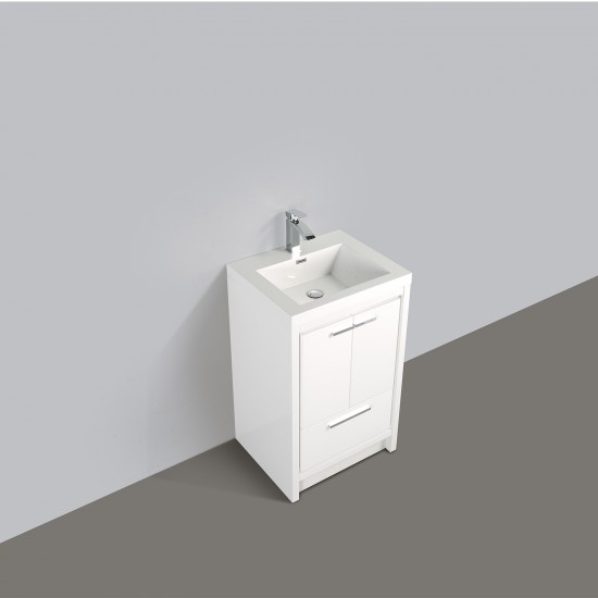 Eviva Grace 24" Glossy White Bathroom Vanity w/ White Integrated Top