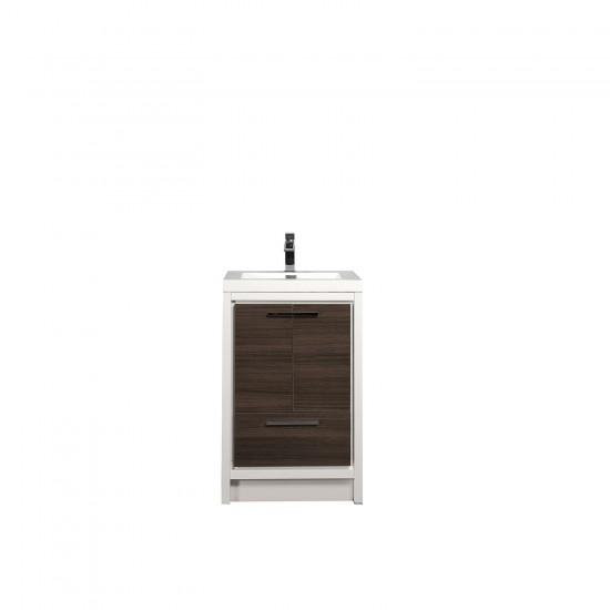 Eviva Grace 24" Gray Oak/White Bathroom Vanity w/ White Integrated Top