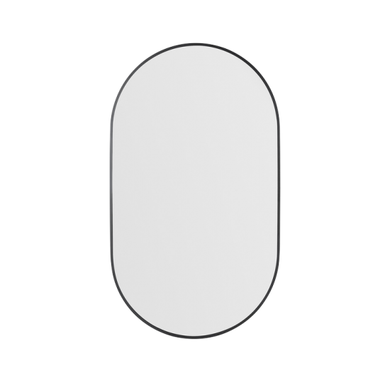 Nuova 24 in. x 42 in. Framed Oval Mirror in Matte Black