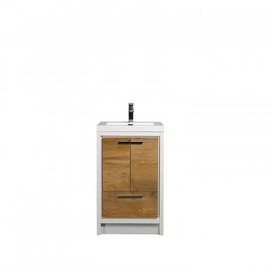 Eviva Grace 30" Natural Oak/White Bathroom Vanity w/ White Integrated Top