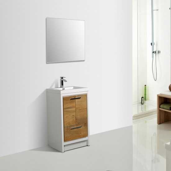Eviva Grace 30" Natural Oak/White Bathroom Vanity w/ White Integrated Top