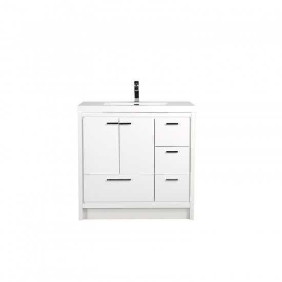 Eviva Grace 42" Glossy White Bathroom Vanity w/ White Integrated Top