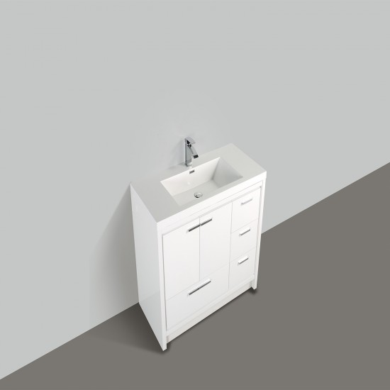 Eviva Grace 42" Glossy White Bathroom Vanity w/ White Integrated Top