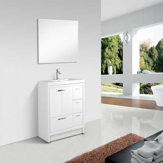 Eviva Grace 42" Glossy White Bathroom Vanity w/ White Integrated Top