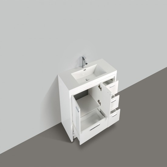 Eviva Grace 42" Glossy White Bathroom Vanity w/ White Integrated Top