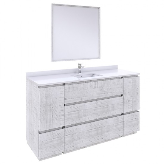 Fresca Formosa 60" Floor Standing Single Sink Bathroom Vanity in Rustic White