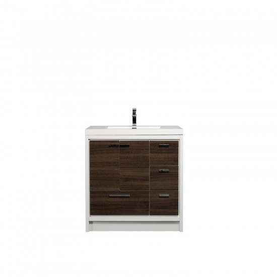 Eviva Grace 42" Gray Oak/White Bathroom Vanity w/ White Integrated Top