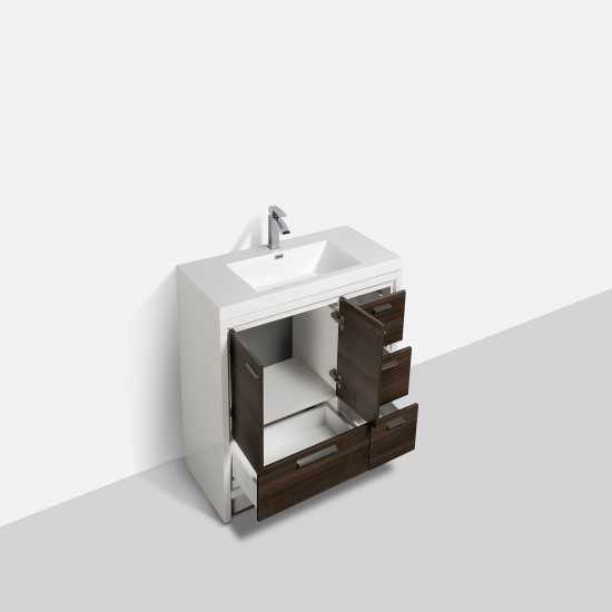 Eviva Grace 42" Gray Oak/White Bathroom Vanity w/ White Integrated Top