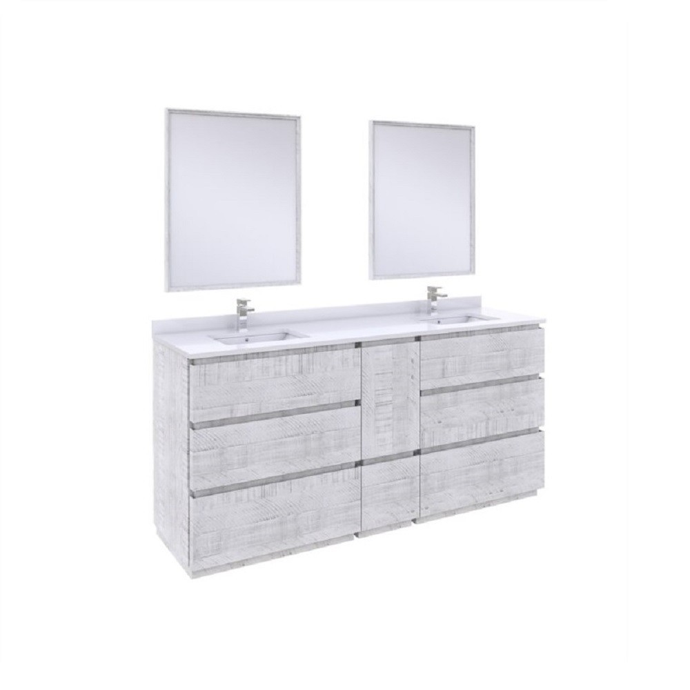 Fresca Formosa 72" Floor Standing Double Sink Bathroom Vanity in Rustic White