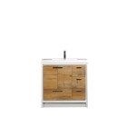 Eviva Grace 42" Natural Oak/White Bathroom Vanity w/ White Integrated Top